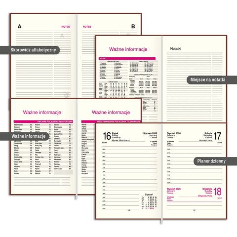 Kalendarz książkowy (terminarz) FIGARO A6 Press (DZIENNY) Press