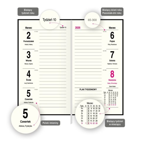 Kalendarz książkowy (terminarz) SLIM 3/4 B6 Press (tygodniowy) Press