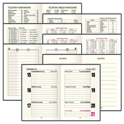 Kalendarz książkowy (terminarz) kieszonkowy A7 Press (tygodniowy) Press