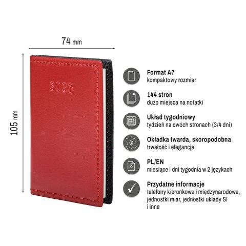 Kalendarz książkowy (terminarz) kieszonkowy A7 Press (tygodniowy) Press