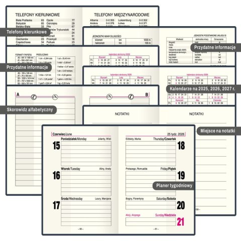 Kalendarz książkowy (terminarz) kieszonkowy A7 Press (tygodniowy) Press