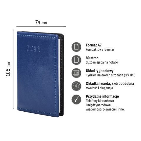 Kalendarz książkowy (terminarz) kieszonkowy A7 Press (tygodniowy) Press