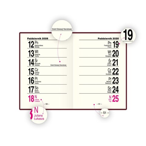 Kalendarz książkowy (terminarz) kieszonkowy A7 Press (tygodniowy) Press