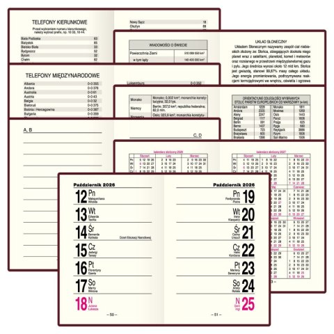 Kalendarz książkowy (terminarz) kieszonkowy A7 Press (tygodniowy) Press