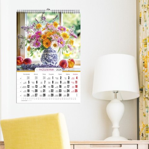 Kalendarz ścienny 16 stron wieloplanszowy A3 Press (Bukiety) Press