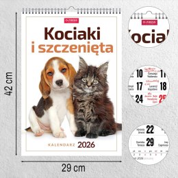 Kalendarz ścienny 16 stron wieloplanszowy A3 Press (kociaki i szczeniaki) Press