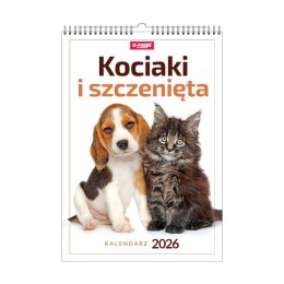 Kalendarz ścienny 16 stron wieloplanszowy A3 Press (kociaki i szczeniaki) Press