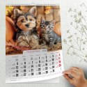 Kalendarz ścienny 16 stron wieloplanszowy A3 Press (kociaki i szczeniaki) Press