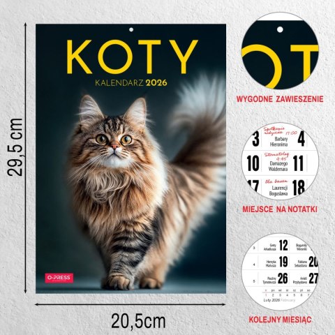 Kalendarz ścienny A4 KOTY A4 Press (5904830713381) Press