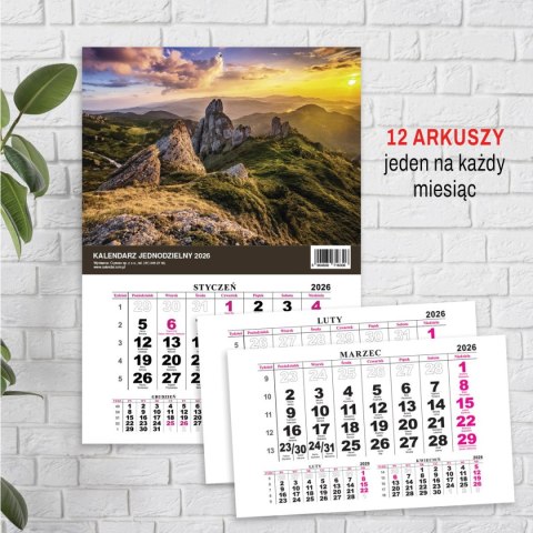 Kalendarz ścienny JEDNODZIELNY GÓRY A4 210mm x 295mm Press Press