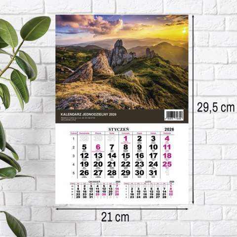 Kalendarz ścienny JEDNODZIELNY GÓRY A4 210mm x 295mm Press Press
