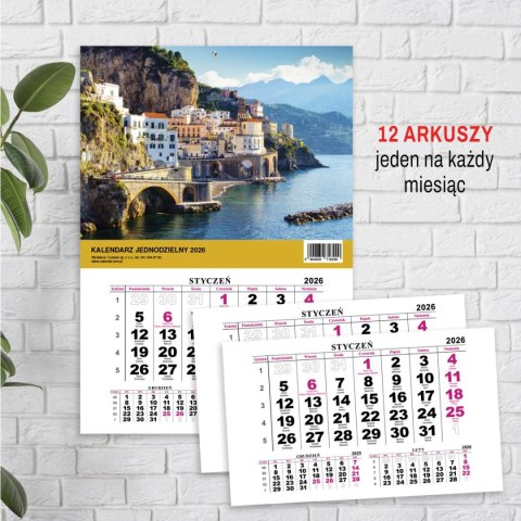 Kalendarz ścienny JEDNODZIELNY WIDOK A4 210mm x 295mm Press Press