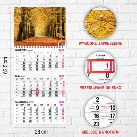 Kalendarz ścienny LAS A4 Press Press
