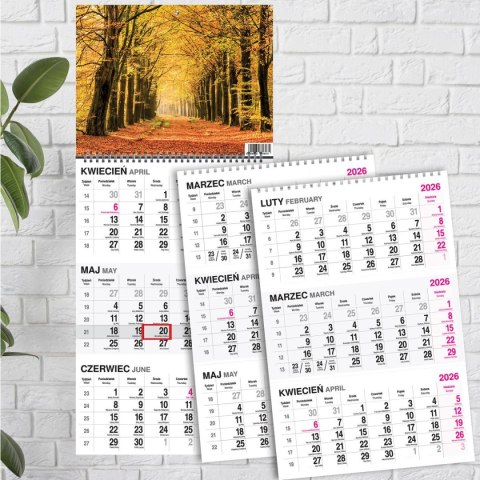 Kalendarz ścienny LAS A4 Press Press