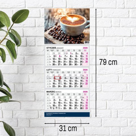 Kalendarz ścienny PREMIUM trójdzielny A4 Press (KAWA) Press