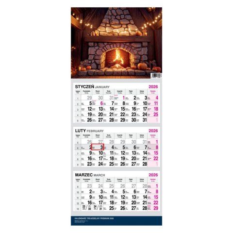Kalendarz ścienny PREMIUM trójdzielny A4 Press (KOMINEK) Press
