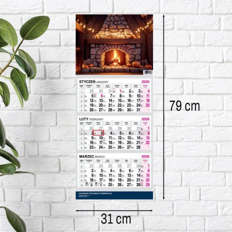 Kalendarz ścienny PREMIUM trójdzielny A4 Press (KOMINEK) Press