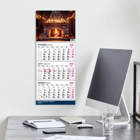 Kalendarz ścienny PREMIUM trójdzielny A4 Press (KOMINEK) Press