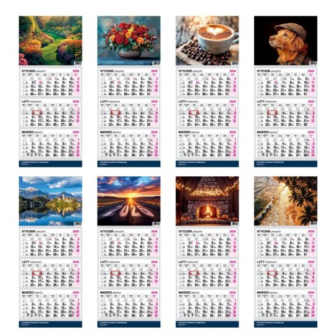 Kalendarz ścienny PREMIUM trójdzielny A4 Press (OGRÓD) Press