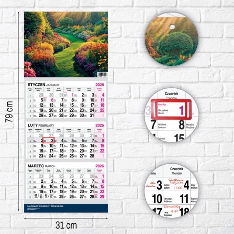 Kalendarz ścienny PREMIUM trójdzielny A4 Press (OGRÓD) Press