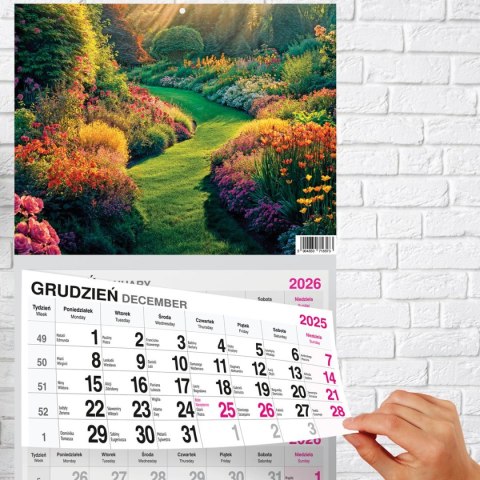 Kalendarz ścienny PREMIUM trójdzielny A4 Press (OGRÓD) Press