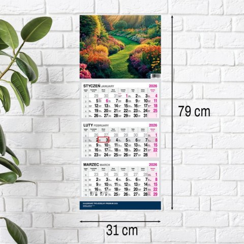 Kalendarz ścienny PREMIUM trójdzielny A4 Press (OGRÓD) Press