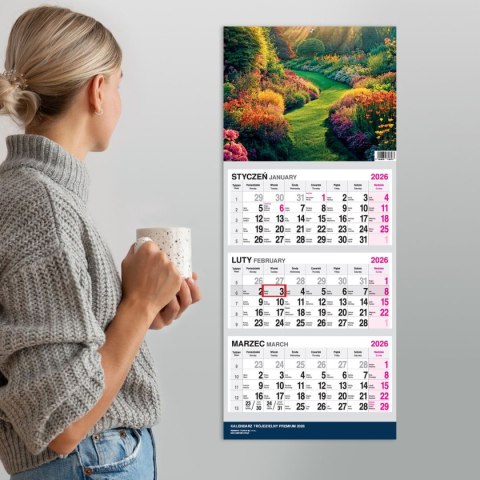 Kalendarz ścienny PREMIUM trójdzielny A4 Press (OGRÓD) Press