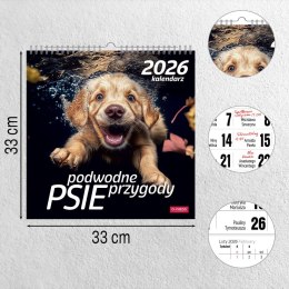 Kalendarz ścienny PSY POD WODĄ 33x33 330mm x 330mm Press Press