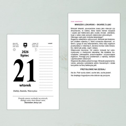 Kalendarz ścienny ZDZIERAK FAMILIJNY A6 Press Press