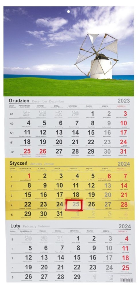 Kalendarz ścienny trójdzielny 288mm x 622mm Michalczyk i Prokop (T-106T-02) Michalczyk i Prokop