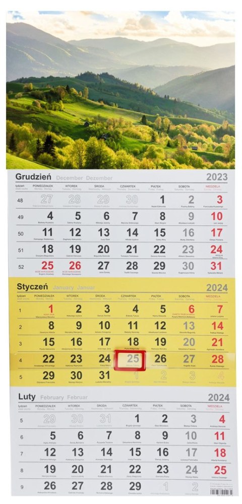 Kalendarz ścienny trójdzielny 288mm x 622mm Michalczyk i Prokop (T-106T-07) Michalczyk i Prokop