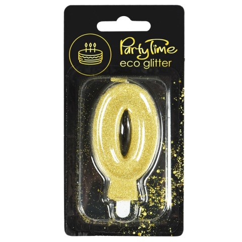 Świeczka urodzinowa eko brokat złota cyfra 0 Arpex (DS0888ZLO-0-0987) Arpex