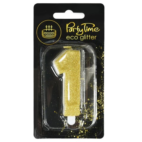 Świeczka urodzinowa eko brokat złota cyfra 1 Arpex (DS0895ZLO-1-0987) Arpex