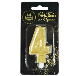 Świeczka urodzinowa eko brokat złota cyfra 4 Arpex (DS0925ZLO-4-0987) Arpex