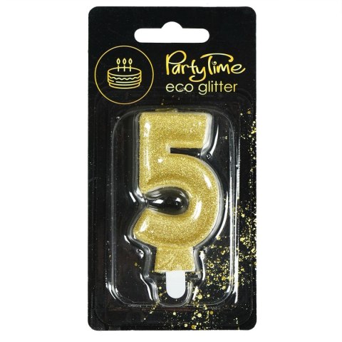 Świeczka urodzinowa eko brokat złota cyfra 5 Arpex (DS0932ZLO-5-0987) Arpex