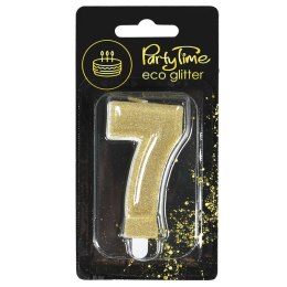 Świeczka urodzinowa eko brokat złota cyfra 7 Arpex (DS0956ZLO-7-0987) Arpex