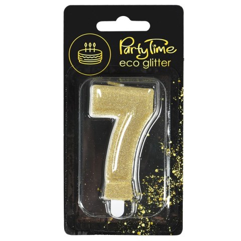 Świeczka urodzinowa eko brokat złota cyfra 7 Arpex (DS0956ZLO-7-0987) Arpex