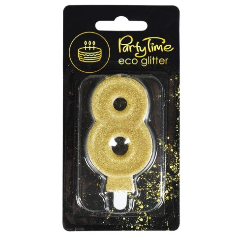 Świeczka urodzinowa eko brokat złota cyfra 8 Arpex (DS0963ZLO-8-0987) Arpex