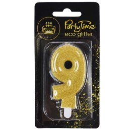 Świeczka urodzinowa eko brokat złota cyfra 9 Arpex (DS0970ZLO-9-0987) Arpex