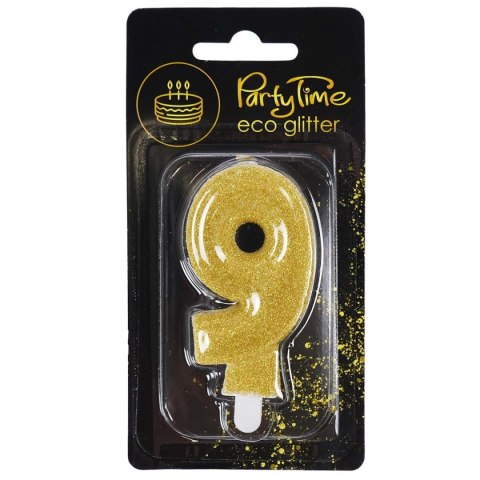 Świeczka urodzinowa eko brokat złota cyfra 9 Arpex (DS0970ZLO-9-0987) Arpex