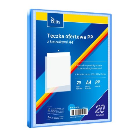Teczka plastikowa niebieska A4 20 koszulek 5903242104817 A4 niebieski Tetis (BT630-N20) Tetis