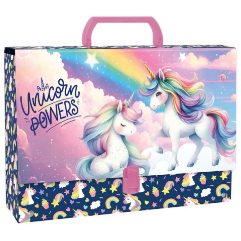 Teczka z szerokim grzbietem na zatrzask JEDNOROŻEC A4 mix Derform (TRGJR16) Derform