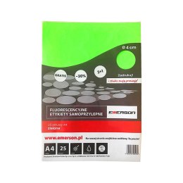 Etykieta samoprzylepna kółka 40 mm A4 zielony Emerson (ETOKZIE02x025x010) Emerson