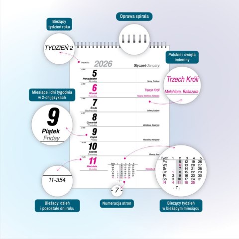 Kalendarz biurkowy A5 A5 Press (TYGODNIOWY) Press