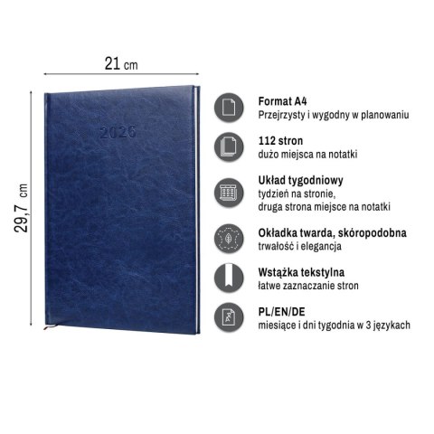 Kalendarz książkowy (terminarz) A4 Press (DZIENNY) Press