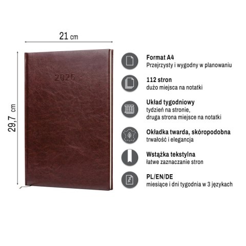 Kalendarz książkowy (terminarz) A4 Press (DZIENNY) Press