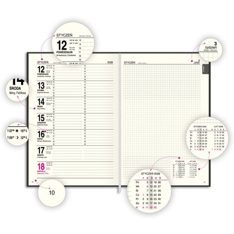 Kalendarz książkowy (terminarz) A4 Press (DZIENNY) Press