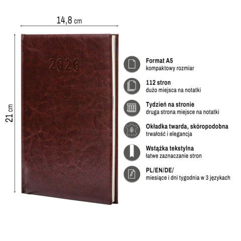 Kalendarz książkowy (terminarz) A5 Press (tygodniowy) Press