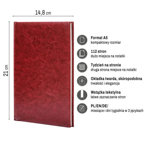 Kalendarz książkowy (terminarz) A5 Press (tygodniowy) Press