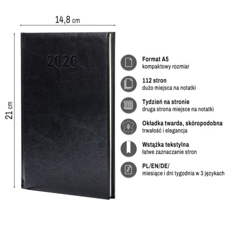 Kalendarz książkowy (terminarz) A5 Press (tygodniowy) Press
